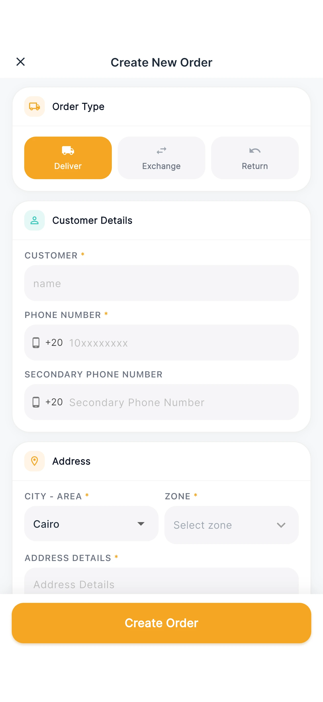 Create Order