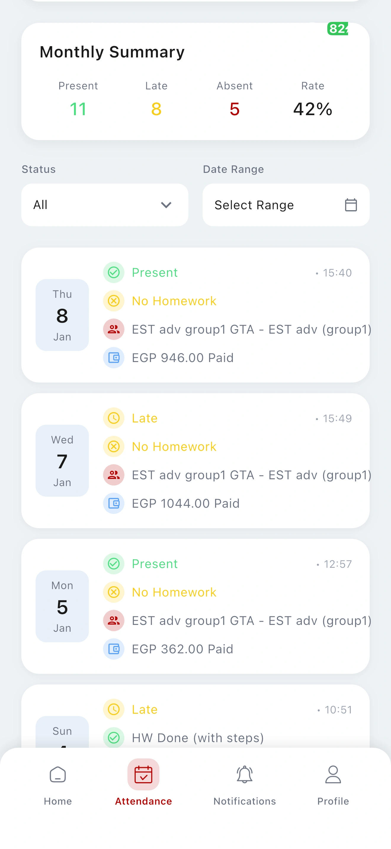 Attendance Records