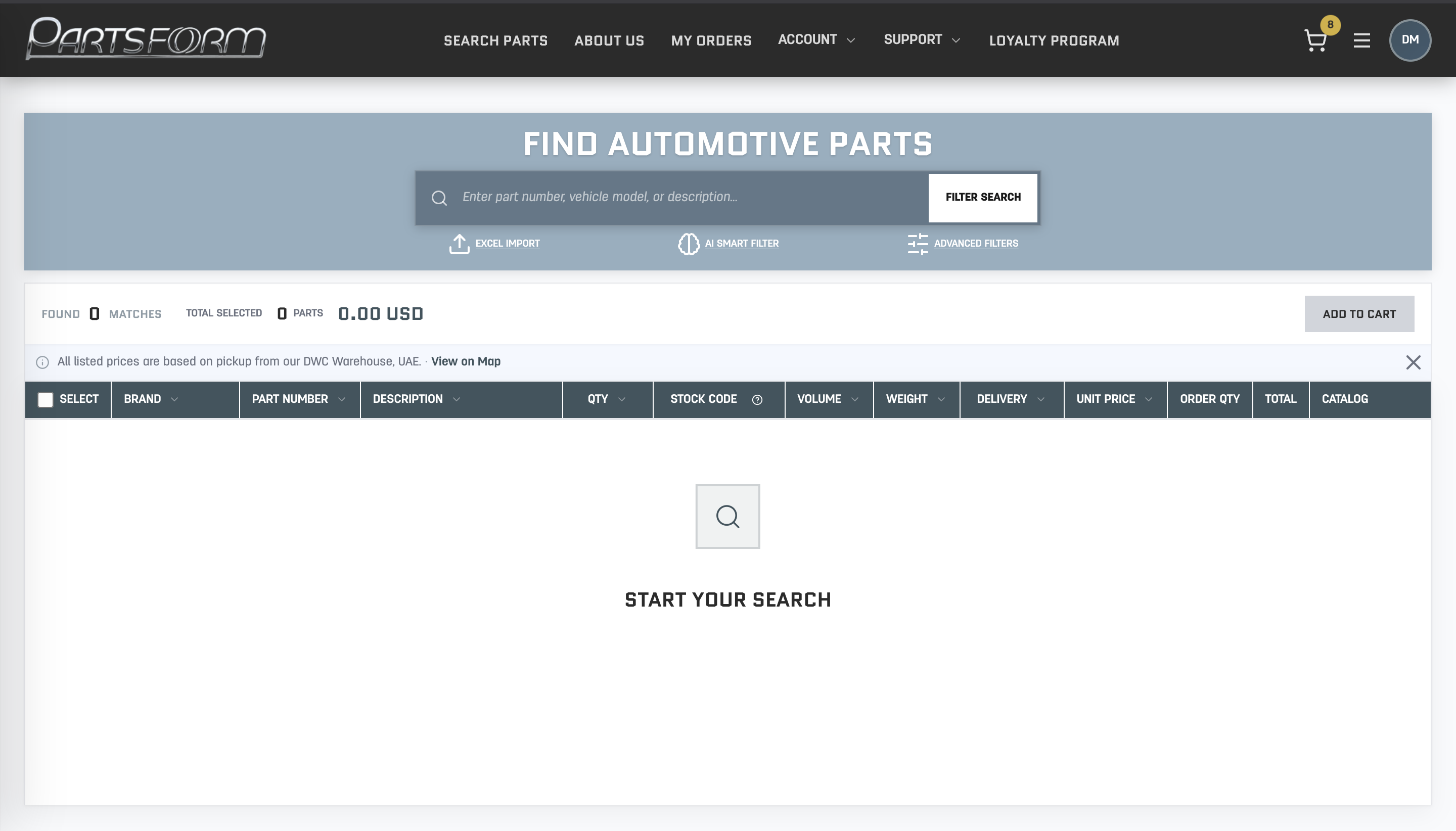 Partsform screen 2